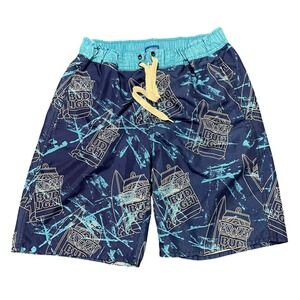 Bud Light Swim Trunks Mens M Navy Blue Beer Surfboard Novelty Beach‎ Vacation